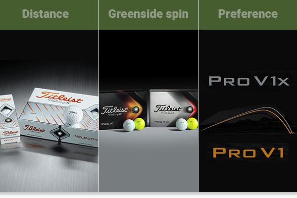 Titleist Velocity, Pro V1 & Pro V1x golf balls