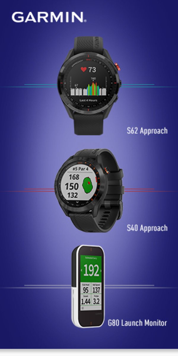 Garmin distance-measuring devices and launch monitors