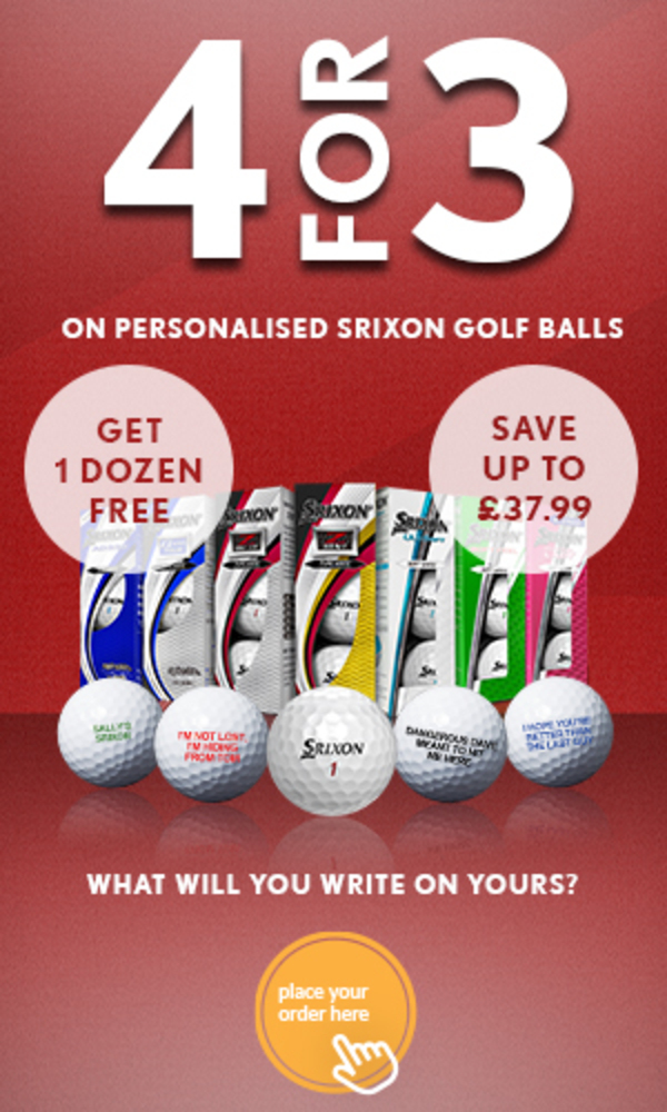 4 dozen Srixon golf balls for the price of 3, with FREE personalisation